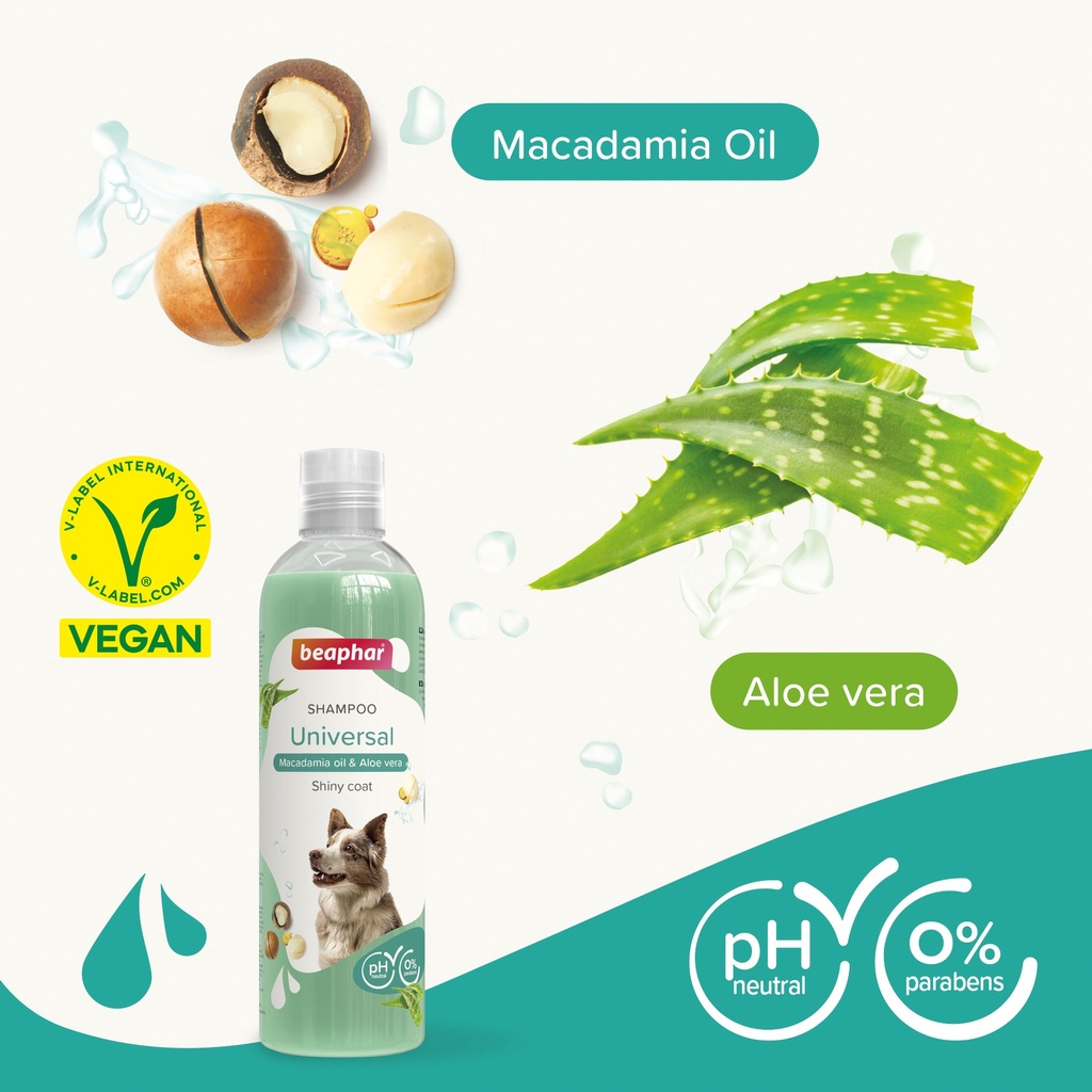 Beaphar Shampoo Universal Macadamia Oil and Aloe Vera for Dogs - 250ml