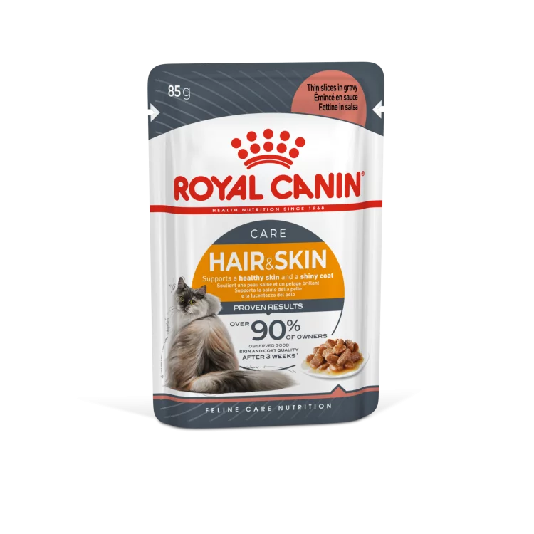 Royal Canin Feline Care Nutrition Hair & Skin Gravy Intense Beauty Wet Food Pouches - 12 x 85g