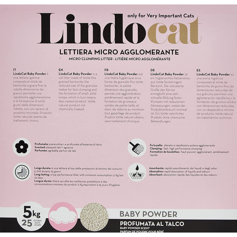 LindoCat Natural Bentonite Baby Powder - 5L (Baby Powder)