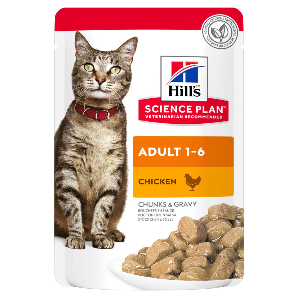 Hill's Science Plan Adult Wet Cat Food Chicken Pouches - 12x85g