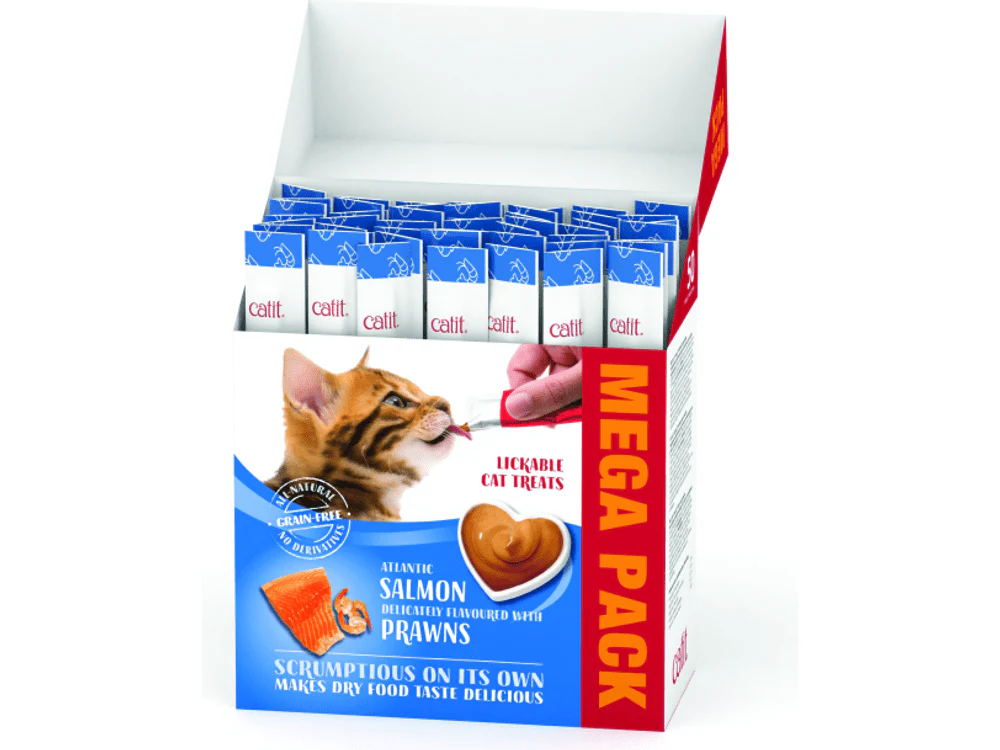 Catit Creamy Treats Mega Pack Salmon with Prawn - 50 tubes/box_1