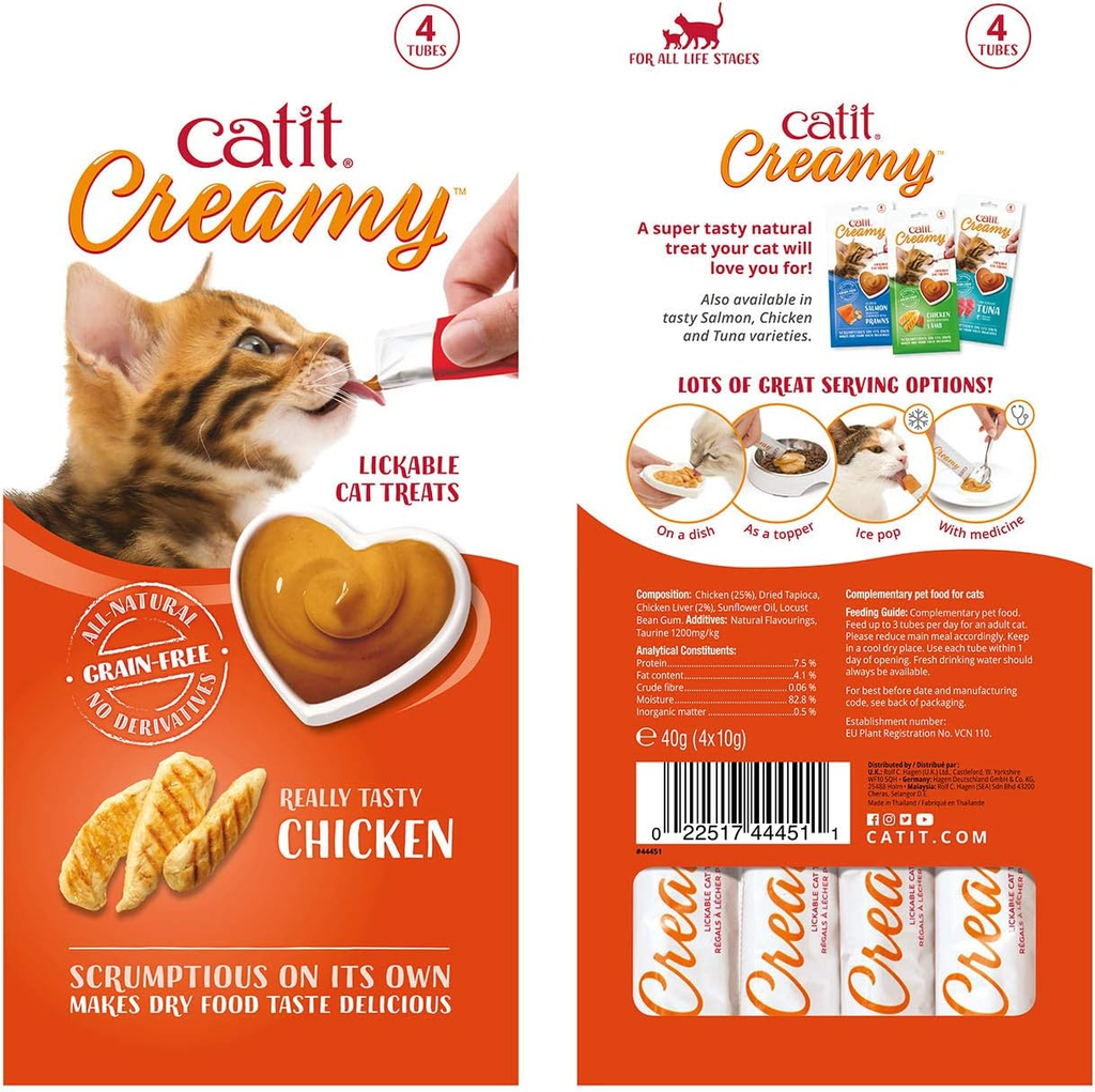 Catit Creamy Lickable Treats Chicken - 10 Tubes_1