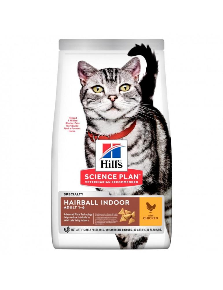 Hill’s Science Plan Hairball Indoor Adult Cat Food with Chicken - 10 Kg