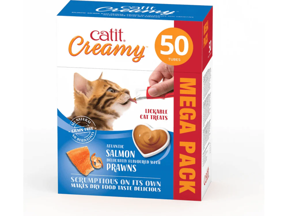 Catit: Creamy Treats Mega Pack Salmon with Prawn - 50 tubes/box