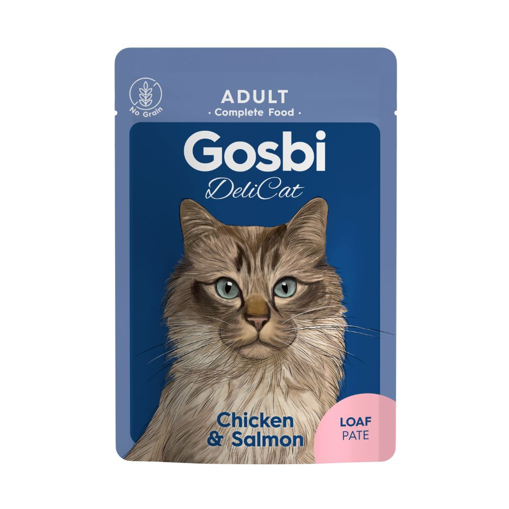 Gosbi: Delicate Adult Cat Treat in Pouch - 70g | Chicken & Salmon Loaf