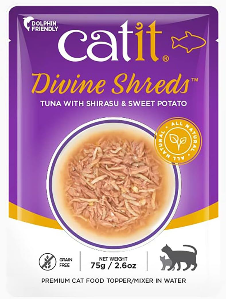 Catit: Divine Shreds Pouch - 75g | Tuna with Shirasu & Sweet Potato