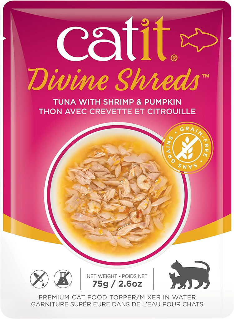 Catit: Divine Shreds Pouch - 75g | Tuna with Prawns & Pumpkin