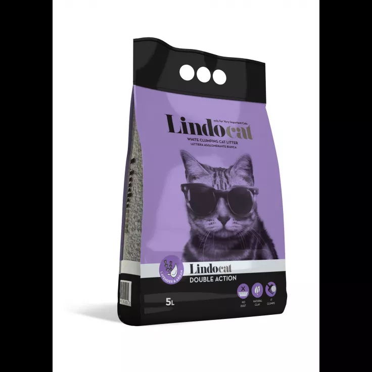 LindoCat White Bentonite Double Action - 5L (Lavender)