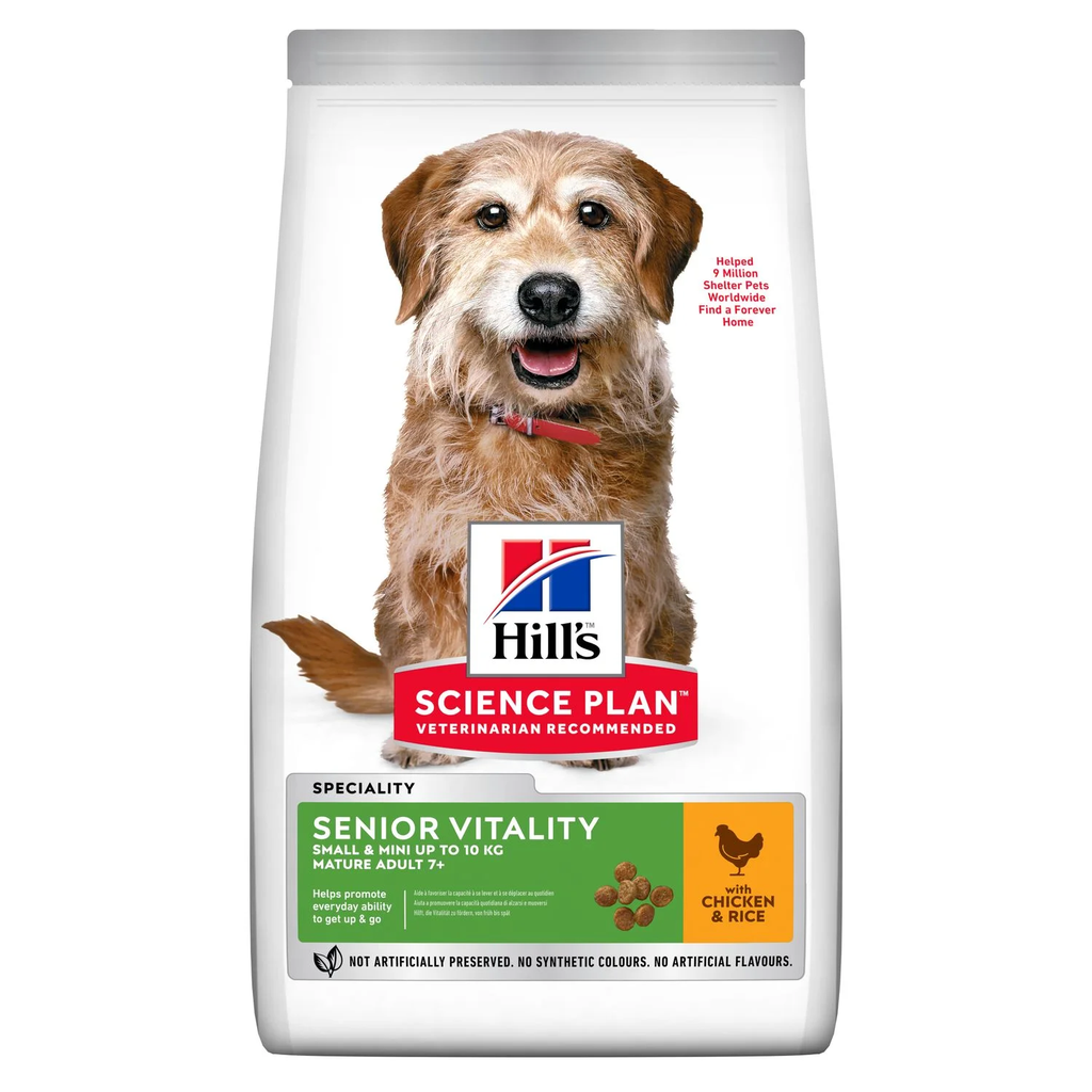 Hill's Science Plan Senior Vitality Small & Mini Mature Adult 7+ Dog Food with Chicken & Rice - 1.5kg