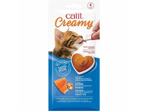 Catit: Creamy Lickable Treats - 4 Tubes x 10g | Salmon & Prawn