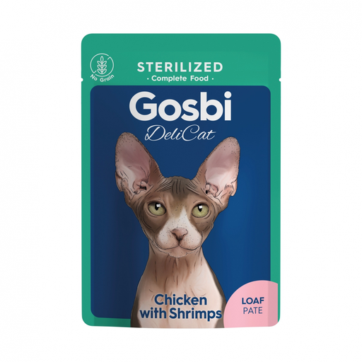 Gosbi: Delicat Adult Cat Sterilized Treat in Pouch - 70g | Chicken & Shrimps Loaf