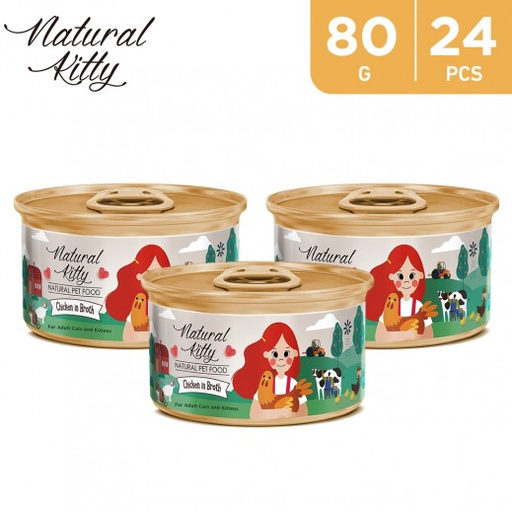 Natural Kitty Chicken In Broth Cans In Box - 80g